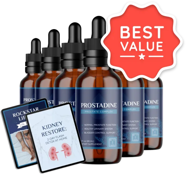 Six bottles of Prostadine with the two bonus eBooks